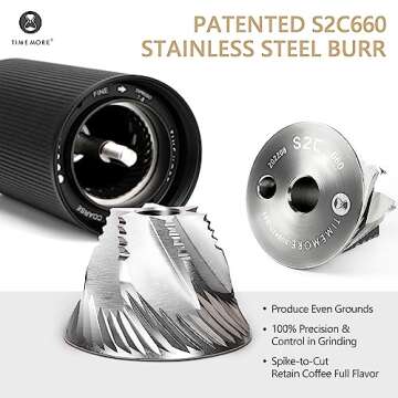 TIMEMORE Chestnut C3 ESP Pro Hand Coffee Grinder, Stainless Steel S2C Conical Burr Manual Coffee Gri...
