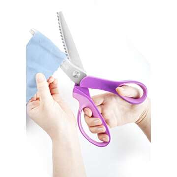 Sewing Pinking Shears for Fabric Paper Leather Professional Craft Scissors with Sharp Stainless Steel Blades, P.LOTOR Lightweight Serrated Scissors with Comfortable Handle 9.3 Inch