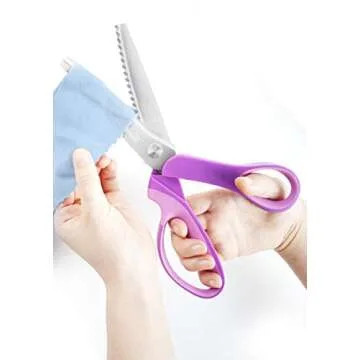 Sewing Pinking Shears for Fabric Paper Leather Professional Craft Scissors with Sharp Stainless Steel Blades, P.LOTOR Lightweight Serrated Scissors with Comfortable Handle 9.3 Inch