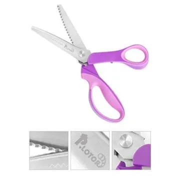 Sewing Pinking Shears for Fabric Paper Leather Professional Craft Scissors with Sharp Stainless Steel Blades, P.LOTOR Lightweight Serrated Scissors with Comfortable Handle 9.3 Inch