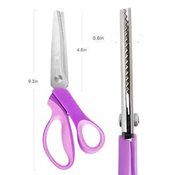 Sewing Pinking Shears for Fabric Paper Leather Professional Craft Scissors with Sharp Stainless Steel Blades, P.LOTOR Lightweight Serrated Scissors with Comfortable Handle 9.3 Inch