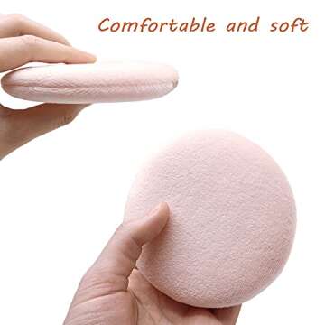 6 Pack 4 Inch Powder Puff, Ultra Soft Washable Large Round Cotton Powder Puff Loose Powder Puff, Multicolor