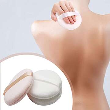 6 Pack 4 Inch Powder Puff, Ultra Soft Washable Large Round Cotton Powder Puff Loose Powder Puff, Multicolor