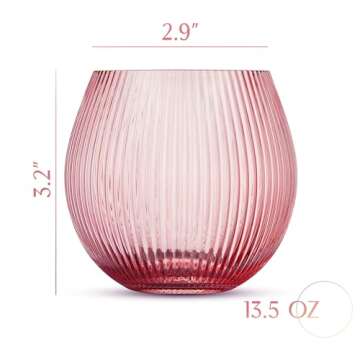 GLASSIQUE CADEAU Vintage Blush Pink Art Deco Gin and Tonic Glasses with Gold Rims | Set of 4 | 13.5 ...