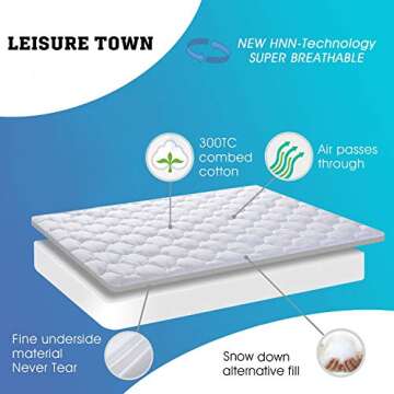 LEISURE TOWN King Mattress Pad Fitted Quilted Cotton Mattress Cover Cooling Soft Pillow Top Mattress Topper with Down Alternative Filling Mattress Protector with 8-21 Deep Pocket (78x80 White)