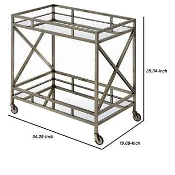Shop Metal Framed Two Tier Serving Cart in Antique Gold