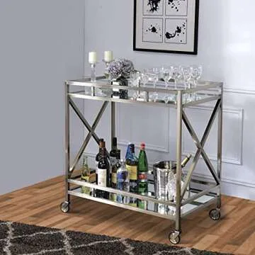 Shop Metal Framed Two Tier Serving Cart in Antique Gold