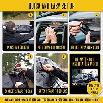 TOOLGUARDS Roof Cargo Bag - 15 Cubic ft for Cars with or Without Racks - Rooftop Cargo Carrier