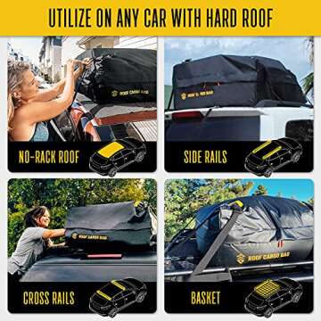 TOOLGUARDS Roof Cargo Bag - 15 Cubic ft for Cars with or Without Racks - Rooftop Cargo Carrier