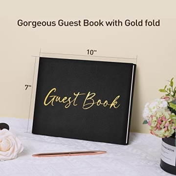 Elegant JUBTIC Black Guest Book with Gilded Edges