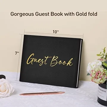 Elegant JUBTIC Black Guest Book with Gilded Edges