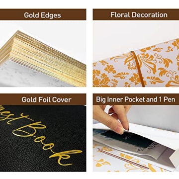 Elegant JUBTIC Black Guest Book with Gilded Edges