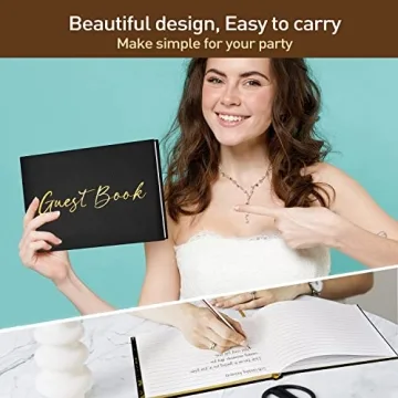 Elegant JUBTIC Black Guest Book with Gilded Edges