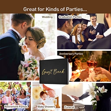 Elegant JUBTIC Black Guest Book with Gilded Edges