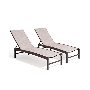 Crestlive Aluminum Adjustable Chaise Lounge for Outdoor Comfort