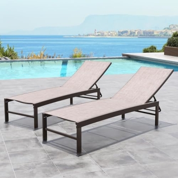 Crestlive Aluminum Adjustable Chaise Lounge for Outdoor Comfort