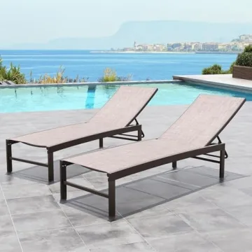 Crestlive Aluminum Adjustable Chaise Lounge for Outdoor Comfort