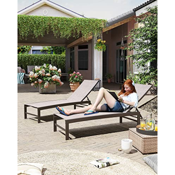 Crestlive Aluminum Adjustable Chaise Lounge for Outdoor Comfort