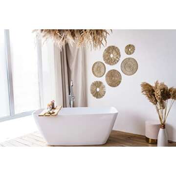 Boho Basket Rattan Wall Decor—Premium Seagrass Wicker Art. 8”-16” Large Driftwood Coastal Wall Decor, Hanging Willow Woven Baskets