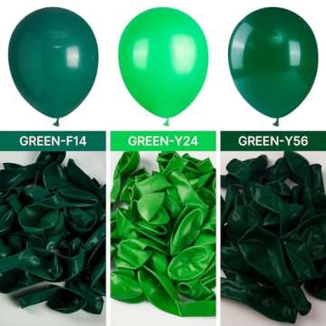 PartyWoo Hunter Green Balloons, 127 pcs Dark Green Balloons Different Sizes Pack of 36 Inch 18 Inch 12 Inch 10 Inch 5 Inch Deep Green Balloons for Balloon Garland Arch as Party Decorations, Green-Y56