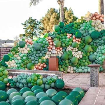 PartyWoo Hunter Green Balloons, 127 pcs Dark Green Balloons Different Sizes Pack of 36 Inch 18 Inch 12 Inch 10 Inch 5 Inch Deep Green Balloons for Balloon Garland Arch as Party Decorations, Green-Y56