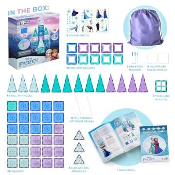 Tytan Tiles Official Disney Licensed Frozen Castle Magnetic Tiles 68 Piece Building Set, Powerful ST...