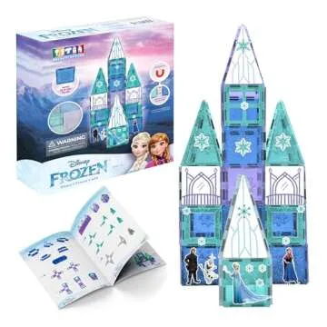 Tytan Tiles Official Disney Licensed Frozen Castle Magnetic Tiles 68 Piece Building Set, Powerful STEM/STEAM Learning Workbook, Creative Architectural Play, Shape & Pattern Recognition, Ages 3 and Up