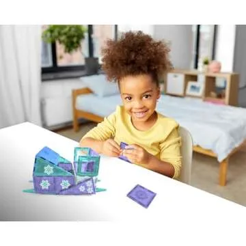 Tytan Tiles Official Disney Licensed Frozen Castle Magnetic Tiles 68 Piece Building Set, Powerful STEM/STEAM Learning Workbook, Creative Architectural Play, Shape & Pattern Recognition, Ages 3 and Up