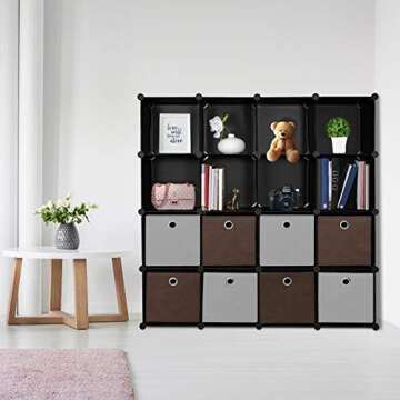 ZenStyle 16 Cubes Storage Organizer DIY Plastic Stackable Shelves Multifunctional Modular Bookcase C...