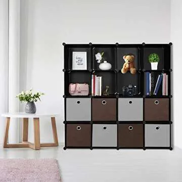 ZenStyle 16 Cubes Storage Organizer DIY Plastic Stackable Shelves Multifunctional Modular Bookcase C...