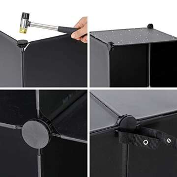 ZenStyle 16 Cubes Storage Organizer DIY Plastic Stackable Shelves Multifunctional Modular Bookcase Closet Cabinet for Bedroom, Living Room, Office, Black