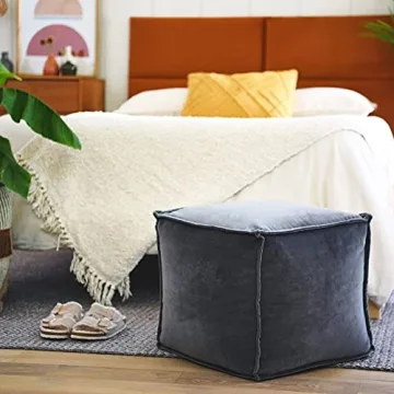 Elegant Velvet Pouf Square Seat for Stylish Living Room