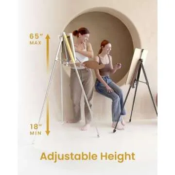KraftGeek Easel for Painting, 65'' Portable Easel Stand for Adults, Folding Plein Air Easel for Artist, Display Easel Stand with Adjustable Canvas Holder for Wedding & Party Signs, Walnut