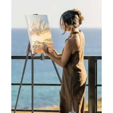 KraftGeek Easel for Painting, 65'' Portable Easel Stand for Adults, Folding Plein Air Easel for Artist, Display Easel Stand with Adjustable Canvas Holder for Wedding & Party Signs, Walnut
