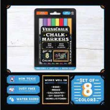 VersaChalk Liquid Chalk Markers for Blackboards - 8 Pack Bold Tip (5mm) | Neon Colors - Erasable & Washable for Vibrant Art and Signage