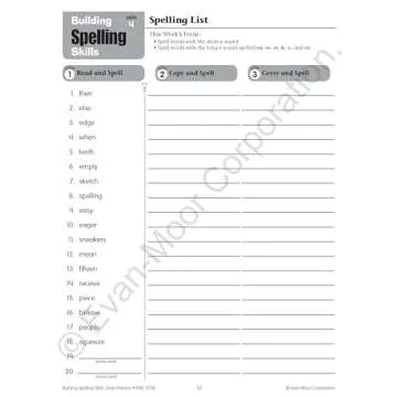 Evan-Moor Building Spelling Skills, Grade 4 - Homeschooling & Classroom Resource Workbook, Reproducible Worksheets, Teaching Edition, Spelling Strategies, Reading and Writing Skills