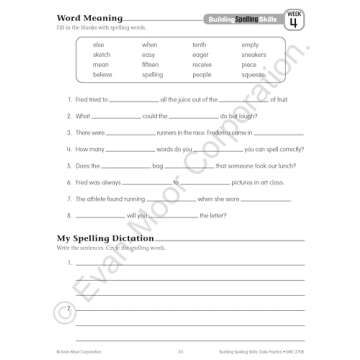 Evan-Moor Building Spelling Skills, Grade 4 - Homeschooling & Classroom Resource Workbook, Reproducible Worksheets, Teaching Edition, Spelling Strategies, Reading and Writing Skills