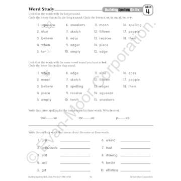 Evan-Moor Building Spelling Skills, Grade 4 - Homeschooling & Classroom Resource Workbook, Reproducible Worksheets, Teaching Edition, Spelling Strategies, Reading and Writing Skills