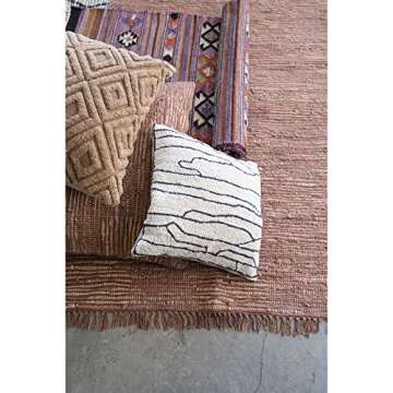 Bloomingville Cotton Tufted Throw Abstract Line Design, Grey and Black Pillow Cover 18" x 18"