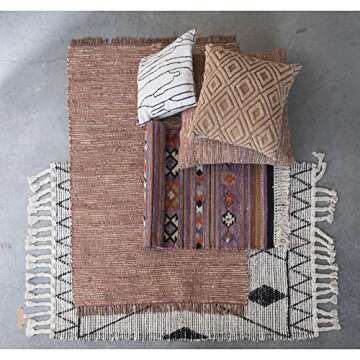 Bloomingville Cotton Tufted Throw Abstract Line Design, Grey and Black Pillow Cover 18" x 18"