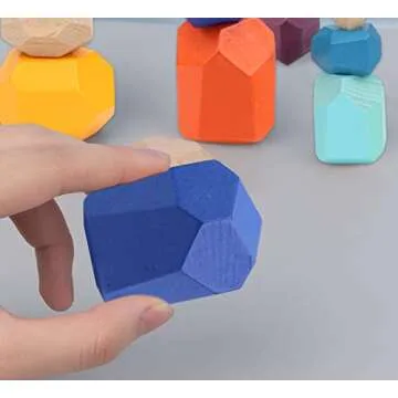 LSJDEER Wooden Rocks Balance Stones Set for Kids