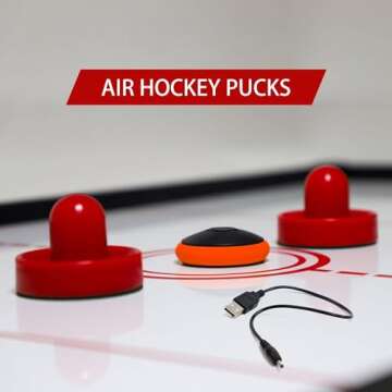 Air Hockey Pucks and Paddles - Rechargeable Floating Air Hockey Pucks for Any Flat Surface, Include a Charging Cable and Electronic Rechargeable Air Hockey Pucks, 2 Air Hocky Strikers