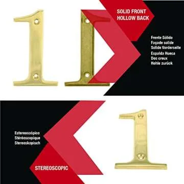 ZhongWang Hardware ZW-A100 4 Inch Bright Brass House Number 1/ZhongWang Hardware ZW-A100 Casa de latón Brillante de 4 pulgadas Número 1
