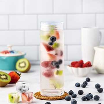 Wide Mouth Glass Water Bottles - 4 Pack for Juicing and Smoothies