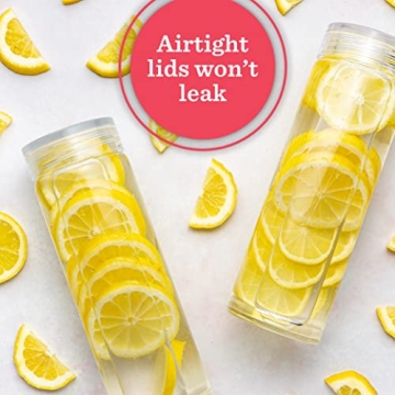 Wide Mouth Glass Water Bottles - 4 Pack for Juicing and Smoothies