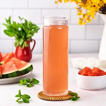 Wide Mouth Glass Water Bottles - 4 Pack for Juicing and Smoothies