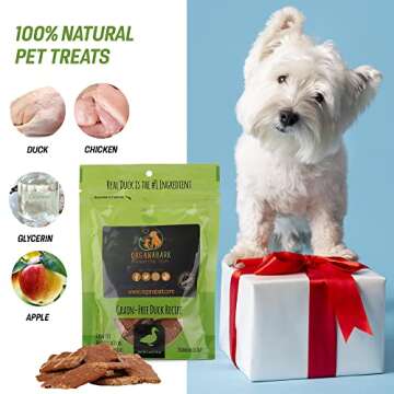 OrganaBark Natural Dog Treats Duck Flavor - Grain Free Jerky Chews, Sourced and Made in USA - Real D...