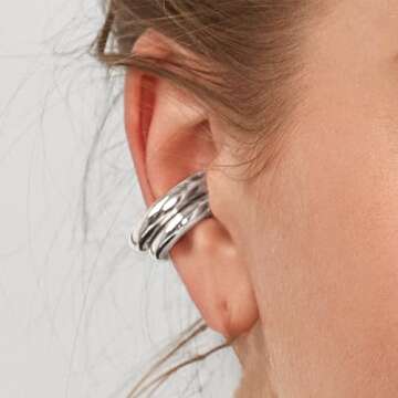 Trendy Non Piercing Silver Ear Cuff Earrings for Women
