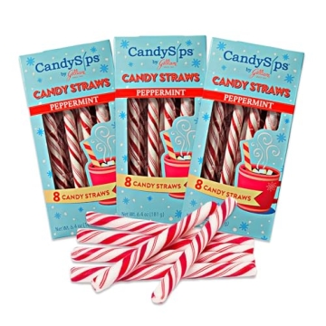 CandySips Peppermint Sticks Straws - 24 Edible Straws