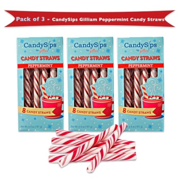 CandySips Peppermint Sticks Straws - 24 Edible Straws